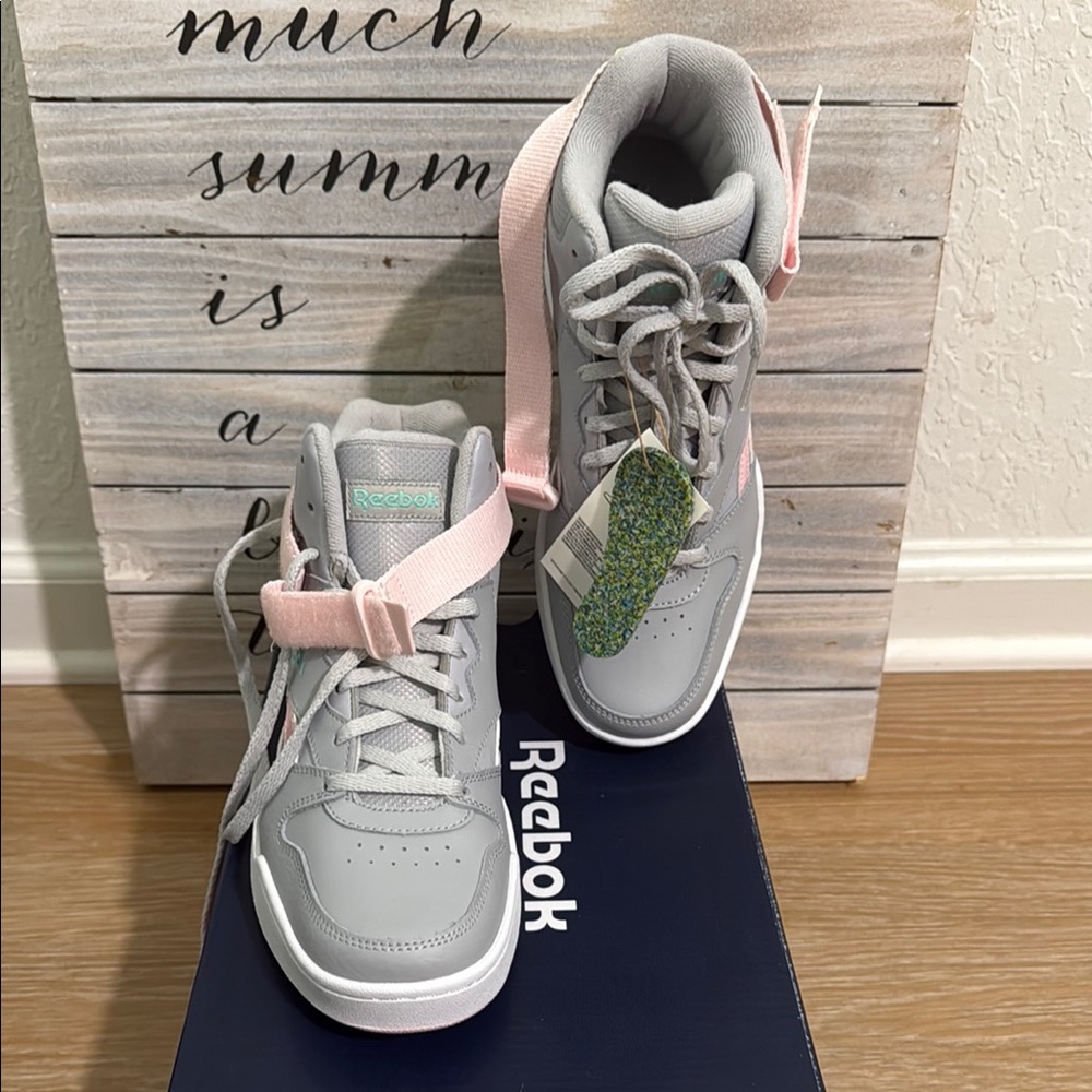 Reebok Women's Gray and Pink High-Top Sneakers